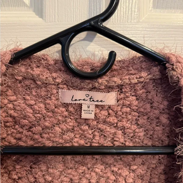 Love Tree Fuzzy Mauve Cardigan - Image 2