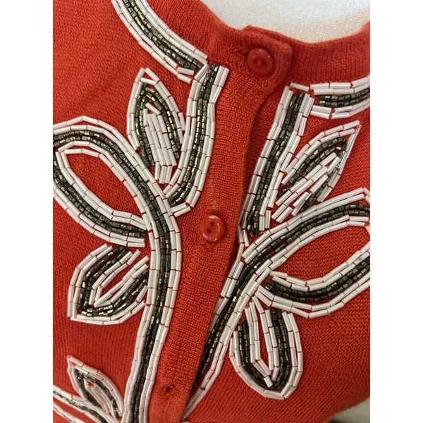 Michael Simon Beaded Embroidered Two Piece Modal Cardigan And Tank Top Set Sz L - Image 11