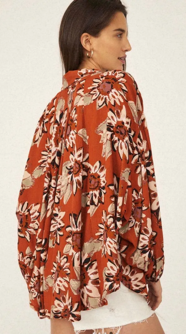 Free People good vibrations floral printed oversized blouse - Image 5