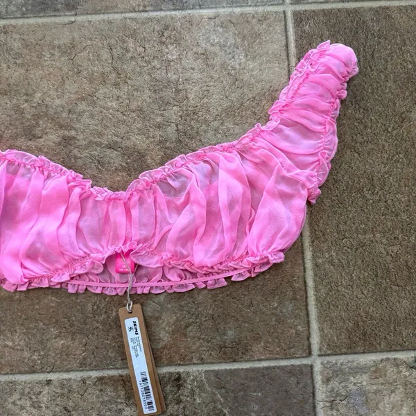 Skims Romance Chiffon Crop Top Bubblegum Size XXS - Image 5