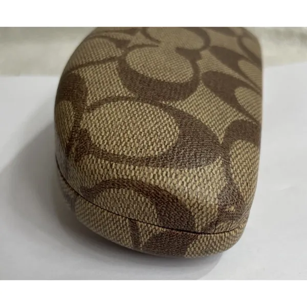 Coach signature C print hard clamshell sunglasses case in brown - Image 3