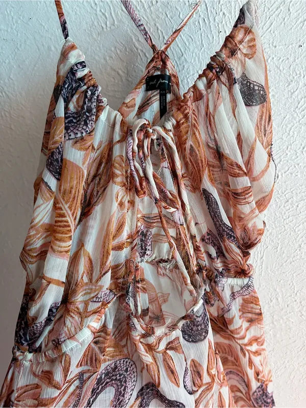 Urban Outfitters Out From Under Sheer Snake Print Romper Coverup Medium Tropical - Image 3