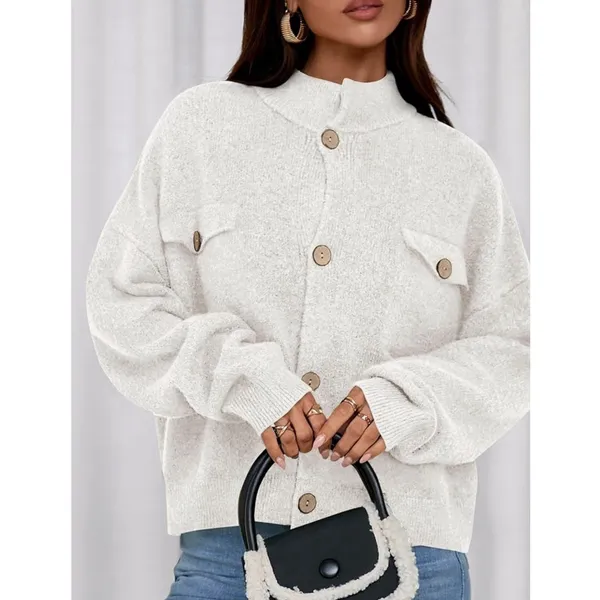KIRUNDO Cardigan Button Up Oversized Sweater White L Size L - Image 5