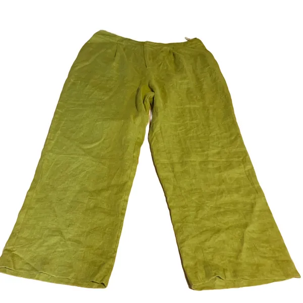 Veiled Nyc Olive Green Pleated Linen Straight Leg Trousers (Xxl) - Image 9