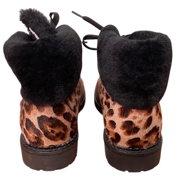 Oscar Sport Kira Leopard Calf Hair Fur Trim Hiking Boots Lace up‎ EU 38 - Image 5