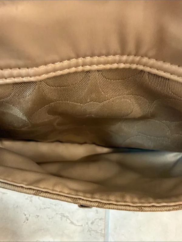 Coach Penelope Signature Sateen Convertible Hobo / Shoulder Bag Tan F19232 - Image 9