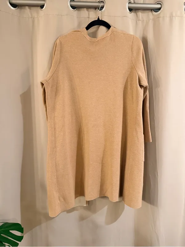 Time & Tru Lightweight Camel Open-Front Women's Sweater Cardigan - Image 2