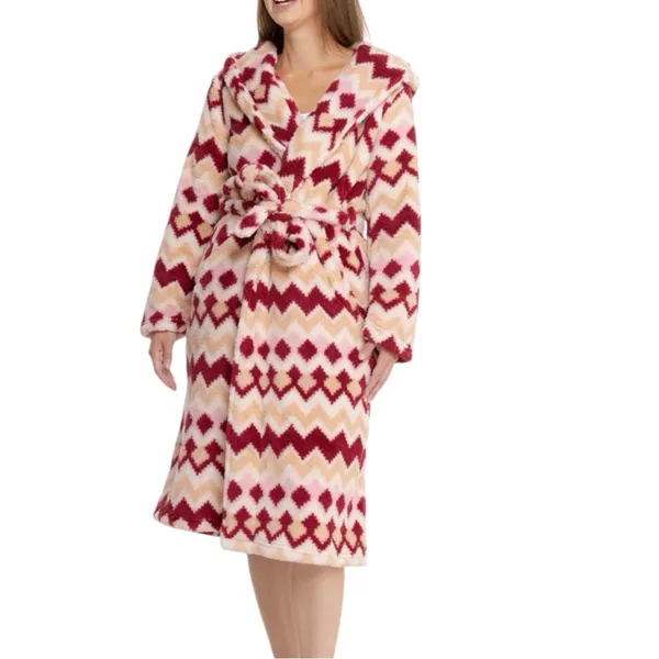 Bearpaw Chevron Sherpa Hooded Robe - Image 2