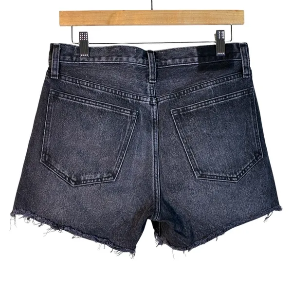 Abercrombie & Fitch Mid Rise Boyfriend Shorts Faded Black Denim Cutoff Size 2 - Image 4