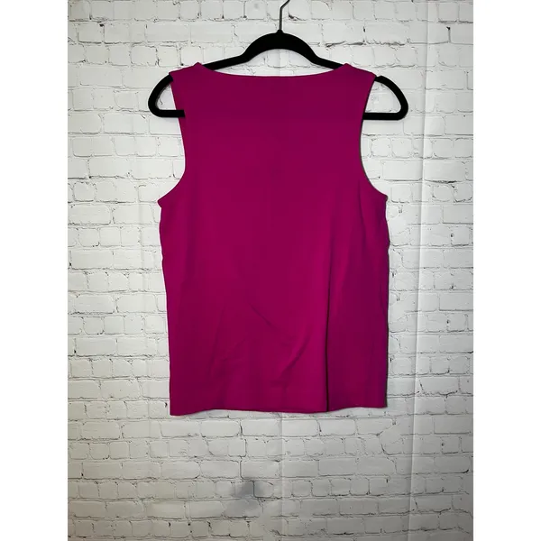 Kate Spade New York‎ Pink Bow Neck Sleeveless Top Fuchsia Cotton Blend Size M - Image 4