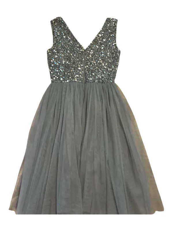 NWT QUIZ Occasion Light Blue Sequin Tulle Skater Dress Hoco Size 2 - Image 3