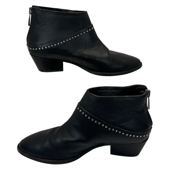 Thursday Boot Co Everyday Black Leather Studded Ankle Boots 6 Western Rocker‎ - Image 5