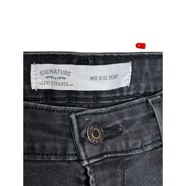 Signature by Levi's Women's Jeans Mid-Rise Skinny‎ Stretch Dark Denim Size 31 - Image 5