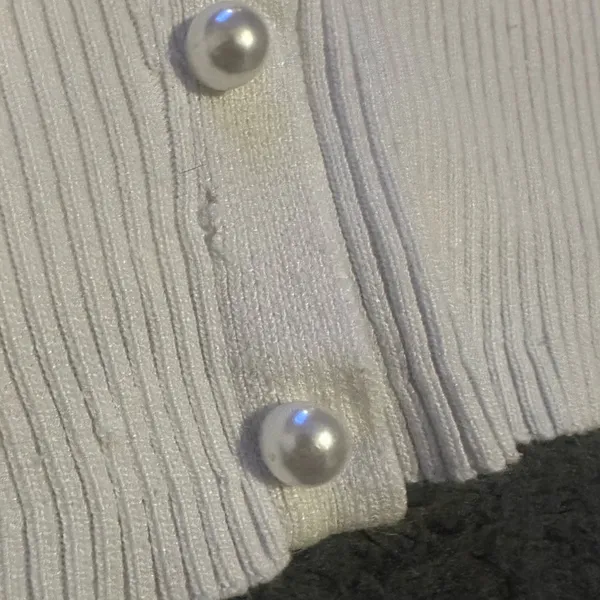 Milk & Honey Knitwear Sweater Top with Pearl Faux Buttons, Size Large - Image 3