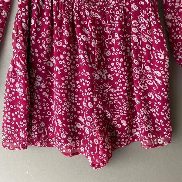 Abercrombie & Fitch sz S red off shoulder boho‎ romper - Image 7