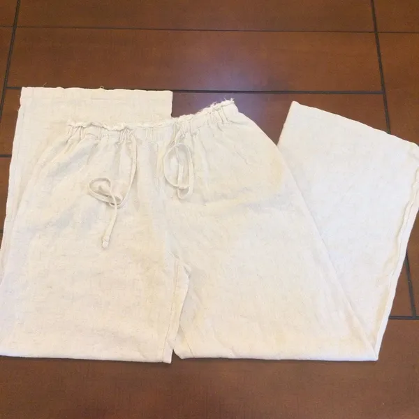 Miou Muse linen blend wide leg linen pant - Image 3