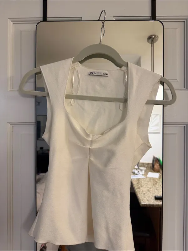 Zara Cream Fitted Top - Image 2