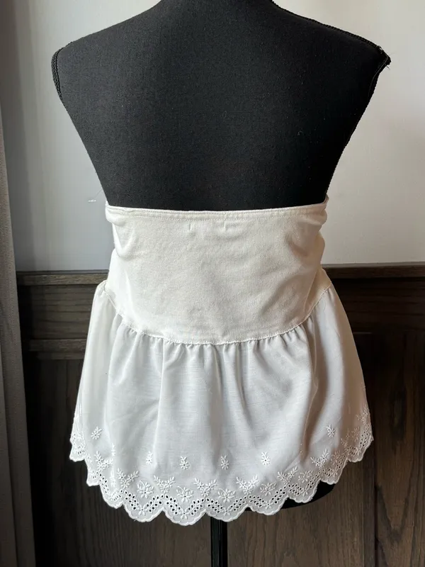 White Strapless Ruched Eyelet Peplum Top Size XXL - Image 3