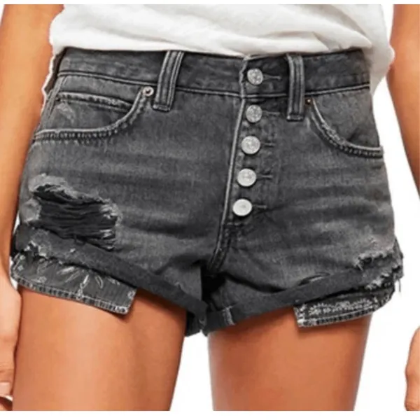 We The Free Free People Romeo Rolled Cuttoff Shorts 100% Cotton Distressed Sz 24 - Image 2