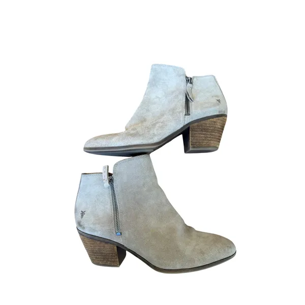 Frye Sacha Moto Ash Suede Pointed Toe Ankle Booties Womens 8.5M Tan Western Boot - Image 2