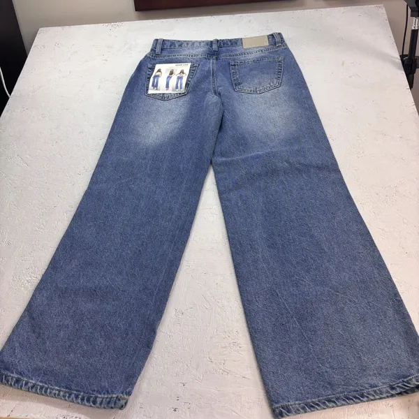 Witty Fox Jeans Women 5/27 Blue Cotton Denim Wide-Leg Travel Faded Stretch - Image 2