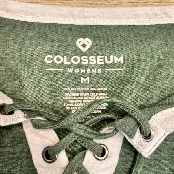 Colosseum Michigan State Spartans Lace‎ Front Raglan Shirt Green Medium M - Image 4