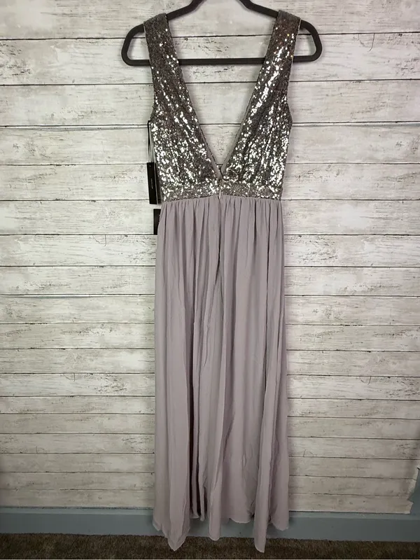 Lulus Elegant Encounter Pewter Sequin Maxi Dress Size Small - Image 7