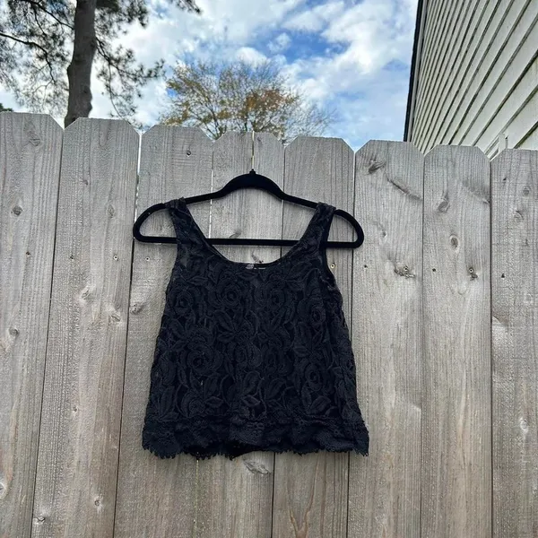 Black floral lace tank small whimsyGoth‎ spring summer fairy - Image 3