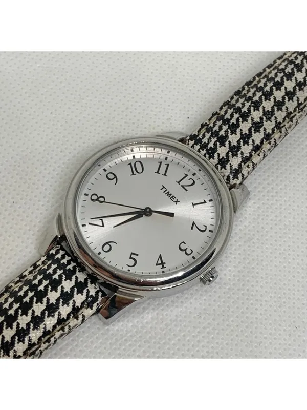 Timex women’s watch silver tone dial 35mm round case Quartz leather running - Image 2
