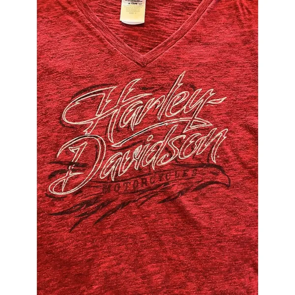 Womens Red Harley Davidson T-Shirt Des Moines, Iowa Size Small Distressed - Image 4