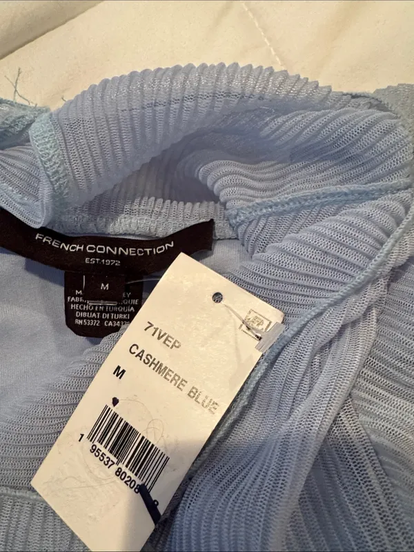 French Connection Pale Blue Sheer-Panel Maxi Skirt with Side Slit size M - Image 4