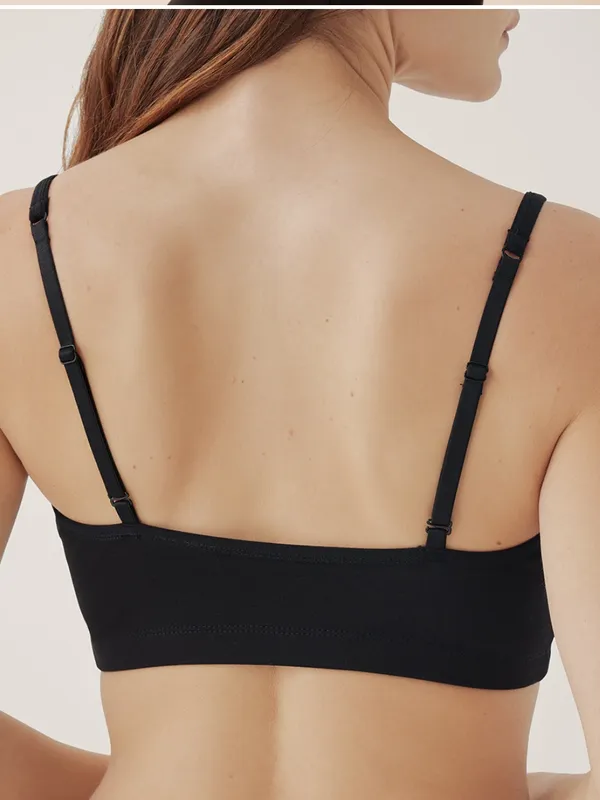 NWOT - pact Women's Black Everyday Strappy Scoop organic cotton Bralette S - Image 2