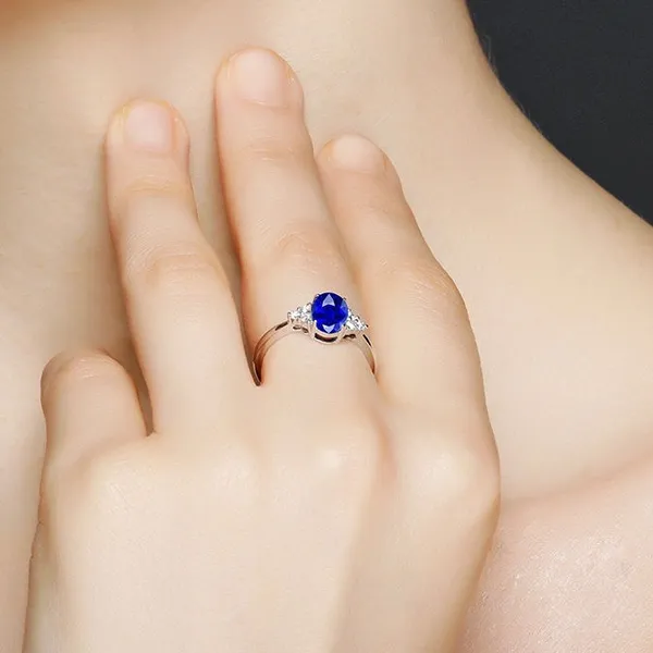 Women's Adjustable Blue Crystal Sapphire Ring - Image 3