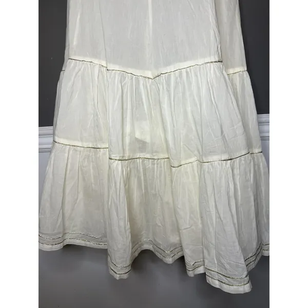 Source Unknown White Tiered Flowy Maxi Dress Womens 36 Sleeveless V Neck Boho Summer Casual - Image 3