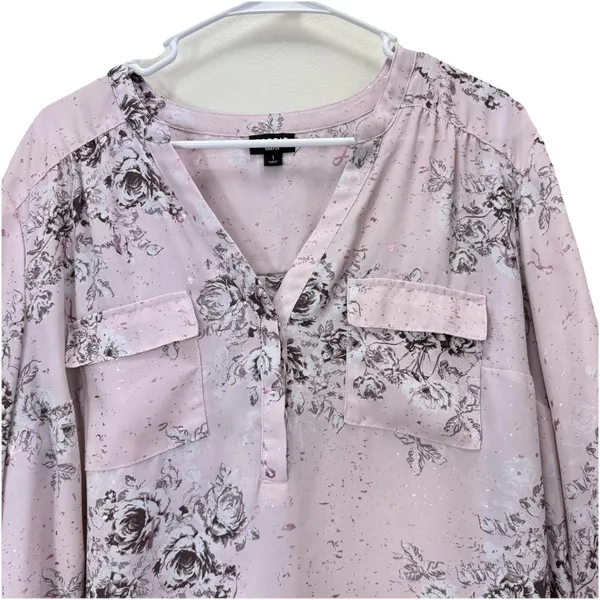 Torrid Harper Pink Floral Georgette 3/4 Sleeve Pullover Blouse Size 1X‎ Office - Image 3