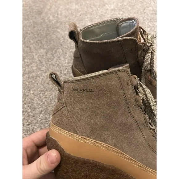 Merrell Tremblant Womens 7.5 Brown Leather Lace Up Wedge minimalist‎ Ankle Boots - Image 2