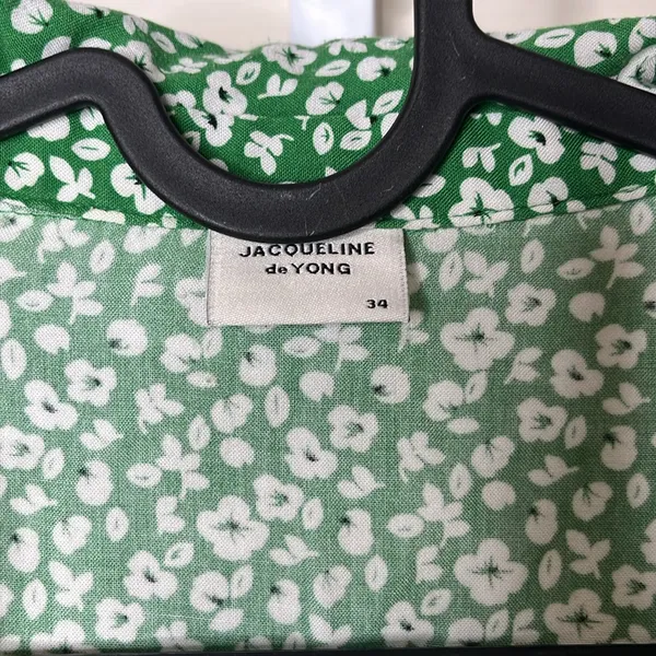 Jacqueline De Yong JDY Lela Green Floral Ditsy Button-Down Mini Shirt Dress XS - Image 3
