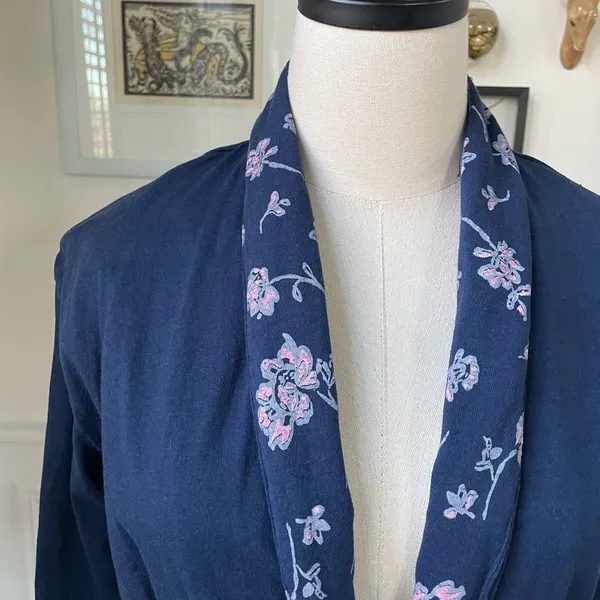 Vintage 80s IN2 Peplum Cardigan Jacket Dark Blue M - Image 3