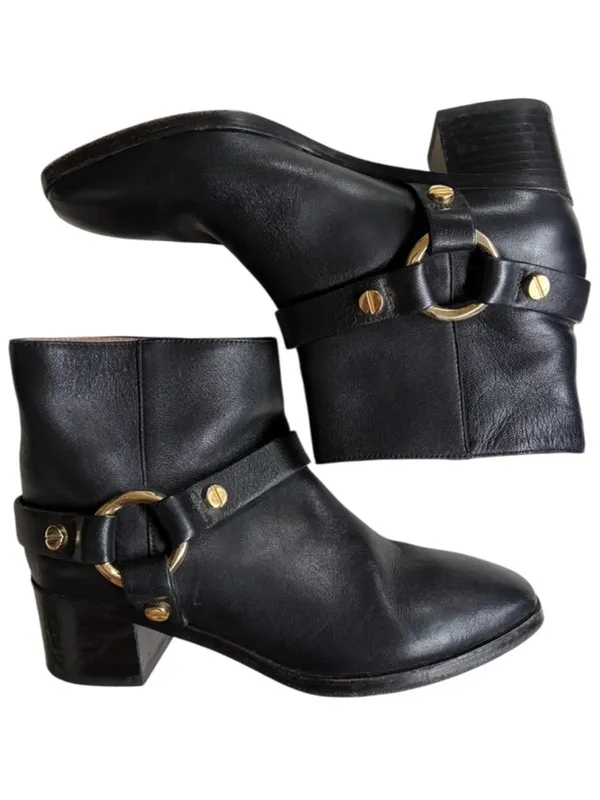 Stuart Weitzman Leather Expert Moto Boots Black Size 6 Retail $595.00 - Image 2