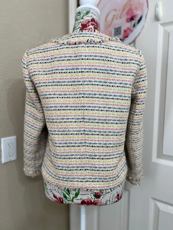 Ann Taylor Multi-Color Tweed Button-Front Blazer - Image 3