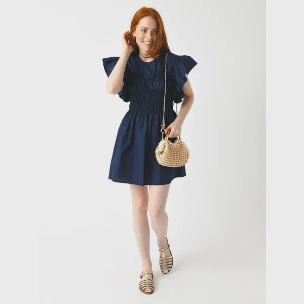 MISA Women's Radha Navy Ruffle Smocked Dress Size XS NWT $360 retail - Image 3