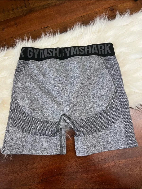 Gymshark Seamless Marl High Waisted Compression Biker Shorts Gray Black Medium - Image 3