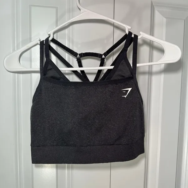 Gymshark Adapt Fleck Seamless Sports Bra Strappy Cage Back Seamless Marl Gray - Image 2