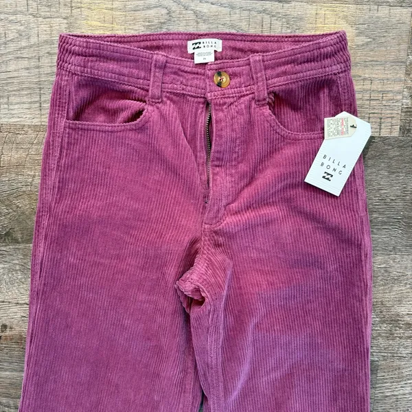 NWT Billabong Be Free Purple Corduroy Cropped Wide Leg Pants Size 25 Bohemian - Image 2