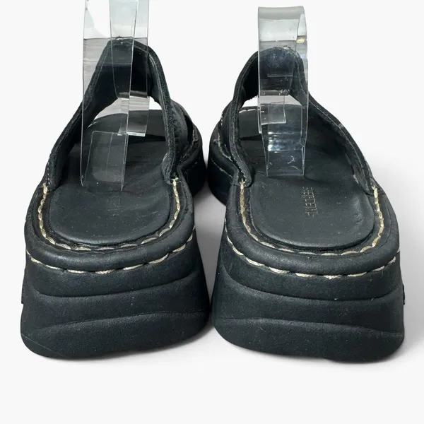 Vintage Y2K Skechers Black Leather Chunky Platform Slide Sandals Size 6 Grunge - Image 7
