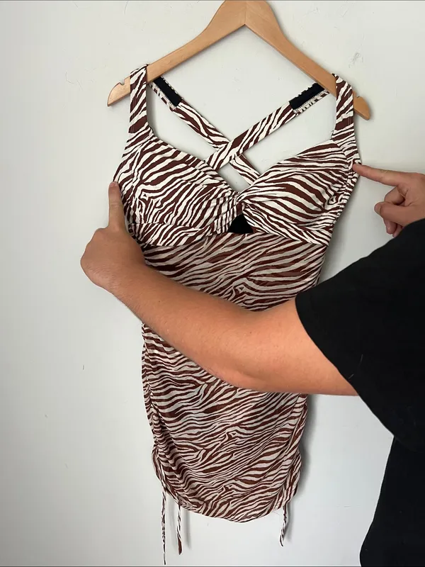 Shapellx women’s one piece brown white animal print swimsuit with skirt sz XL 🔴 - Image 2