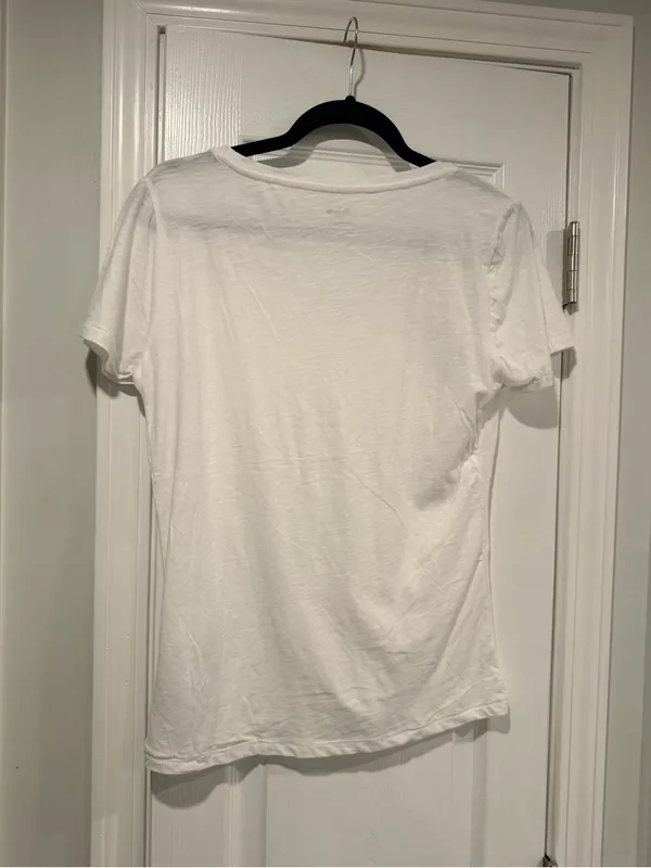 NWOT Madewell Size S White V Neck Short Sleeve Lightweight Slub Cotton Top - Image 8