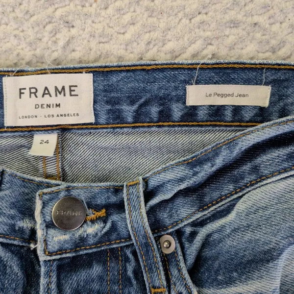 FRAME Le‎ Pegged Jean Bloomfield Distressed High Rise Straight Jeans 24 LPJ385 - Image 6