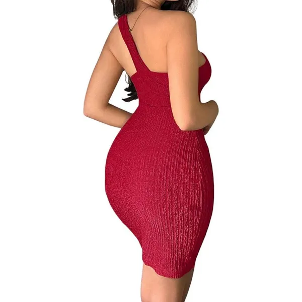 SheIn One Shoulder Bodycon Dress in Red, Size M - Image 2