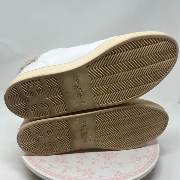 SAM EDELMAN Wess Sneaker Women 10 White Leather Faux Shearling‎ Platform Low Top - Image 11